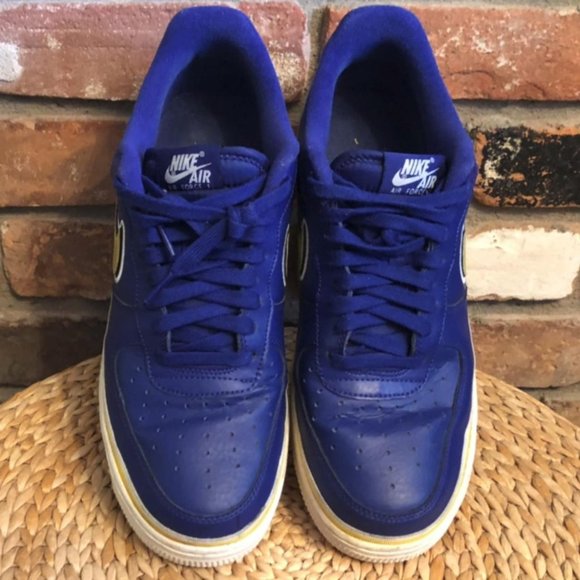 Nike Air Force 1 '07 LV8 Sport NBA Low Warriors 2018 Blue & Yellow Sneaker 10 - Picture 3 of 4